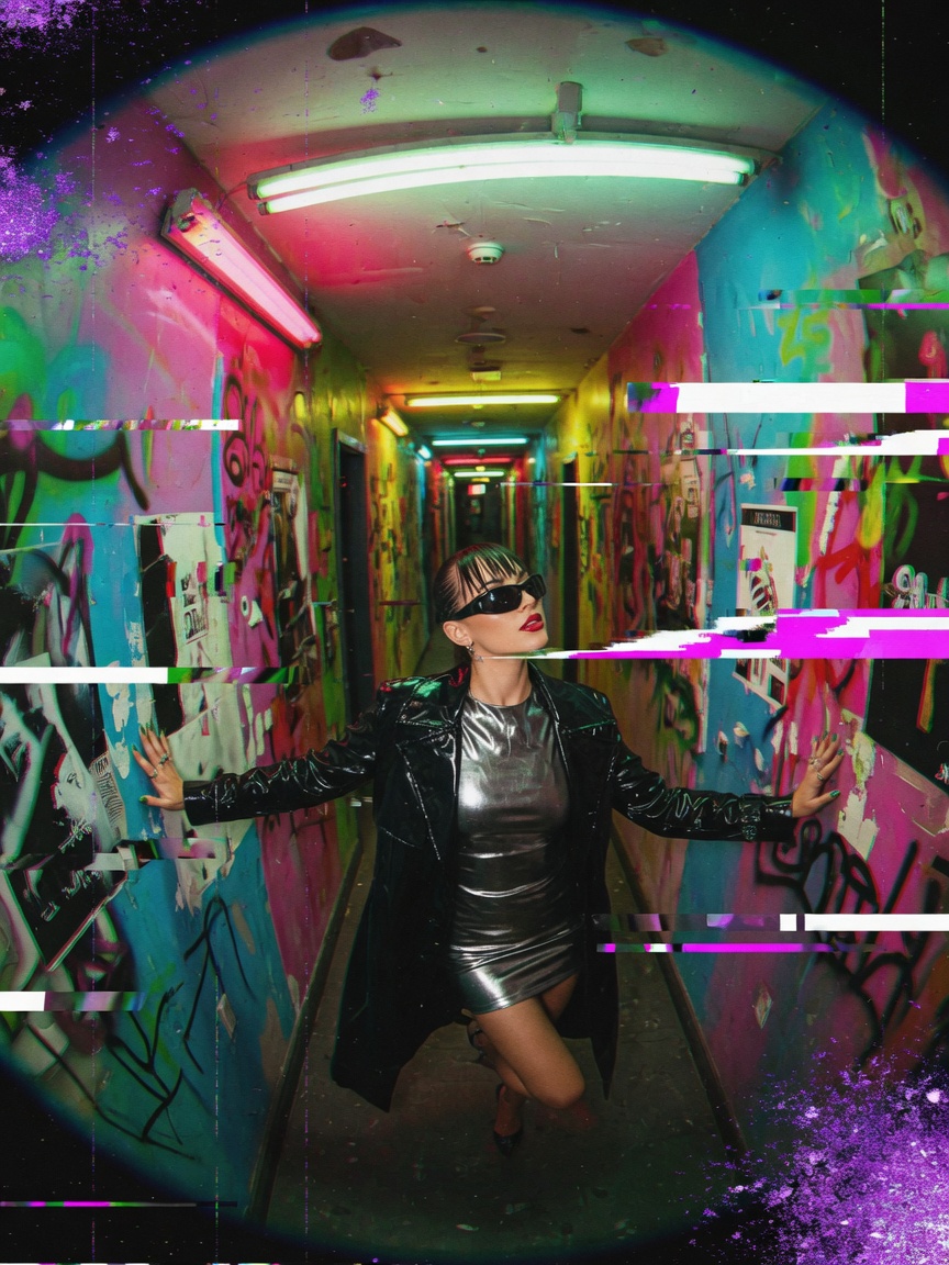 VHS glitch hallway walk